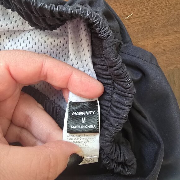 Mens Medium Black and Blue Swim Shorts with Pockets - Picture 2 of 4